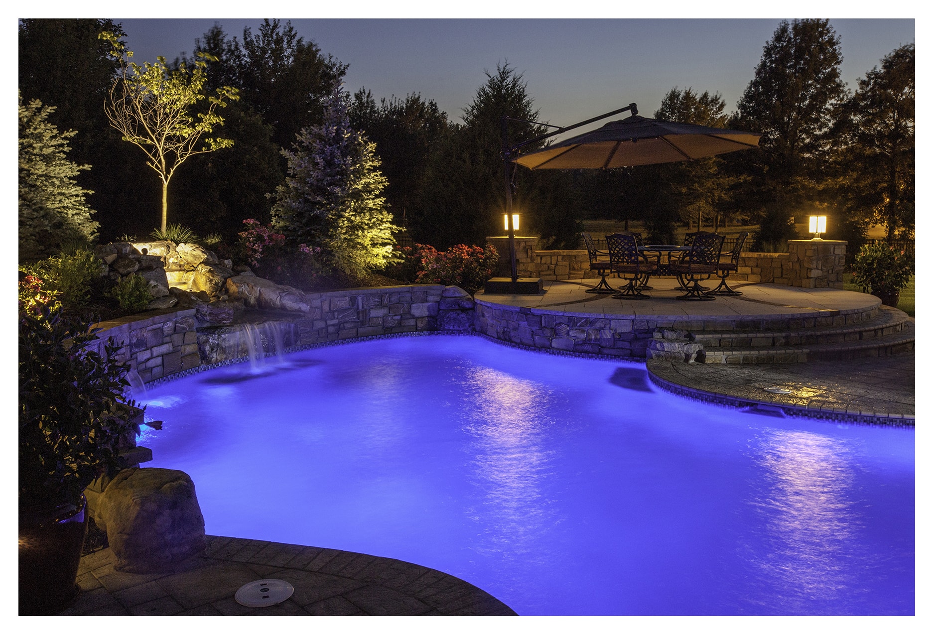 Gunite Swimming Pool with Sheer Descents and Waterfall built by Swim ...